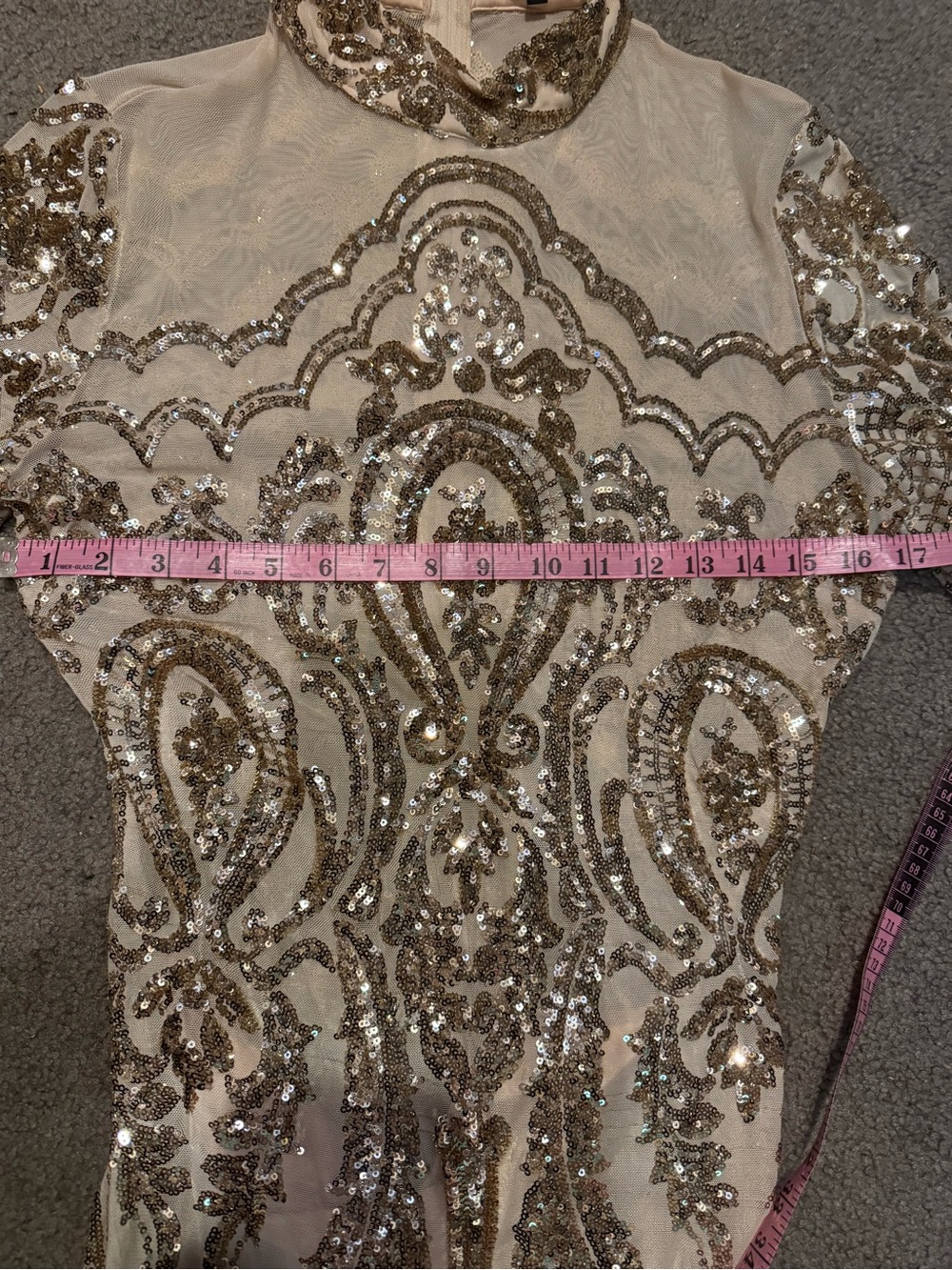 Fashion Nova Champagne Sequin Midi Dress - Picture 4 of 5